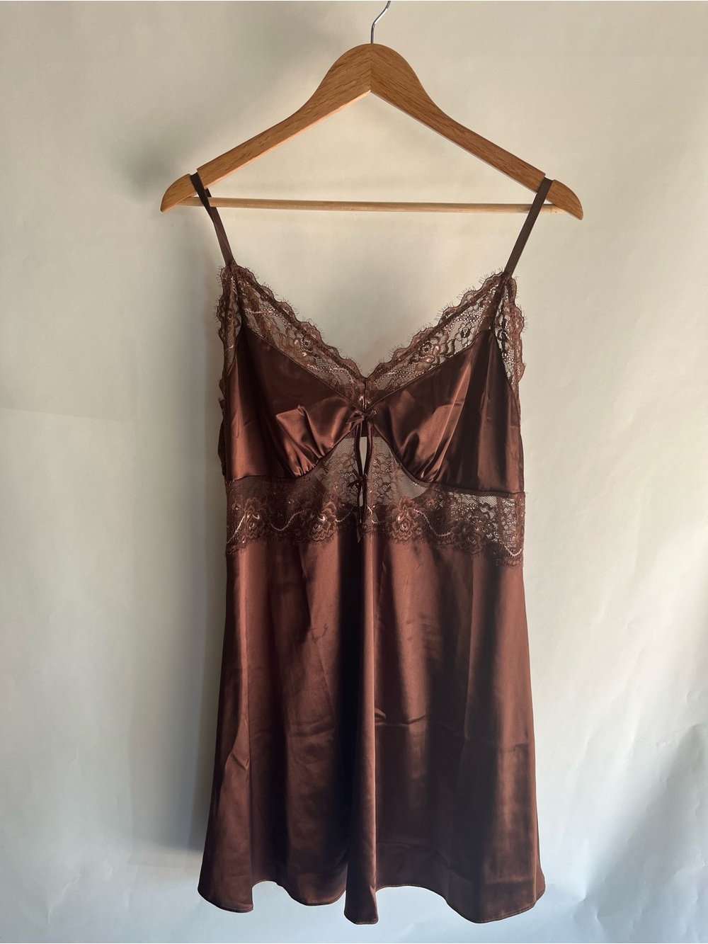 Mentionables Brown Satin Keyhole Nightgown Slip Chemise Dress Sz 2X Women’s EUC